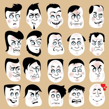 Bir adam duygular - sevinç, üzüntü, acı, şok, sevinç, ilham