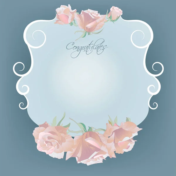 Cadre de salutation vintage avec roses . — Image vectorielle