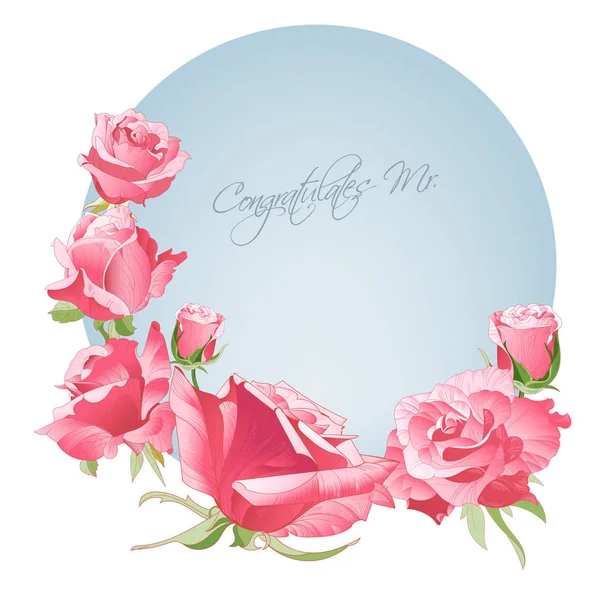 Vintage greeting frame with roses — Stock Vector