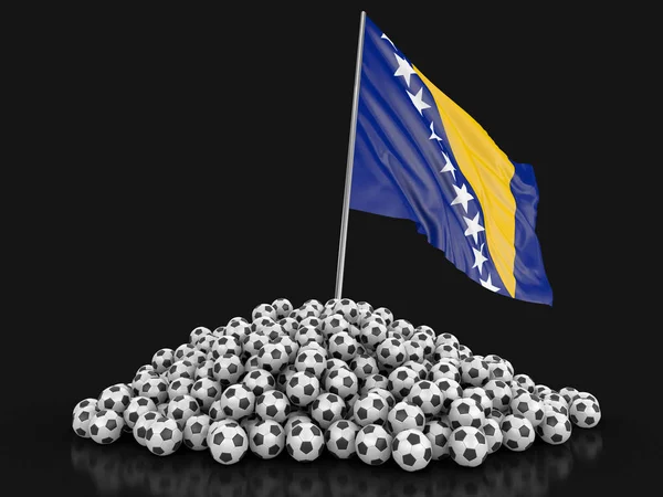 Piłka Nożna Piłki Nożne Flaga Bośni Hercegowiny Obraz Ścieżką Przycinającą — Zdjęcie stockowe