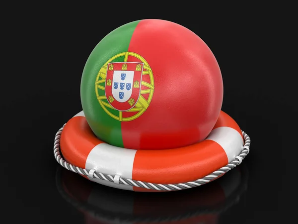 Μπάλα Πορτογαλική Σημαία Στο Σωσίβιο Εικόνα Διαδρομή Αποκοπής — Φωτογραφία Αρχείου