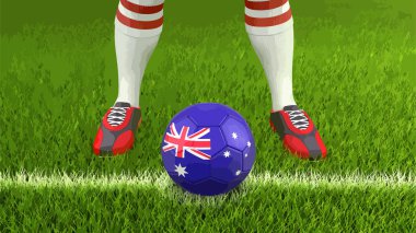 Avustralya bayrağı ile adam ve futbol topu