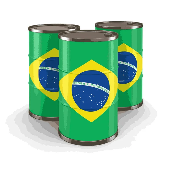 Нефтяная Бочка Флагом Бразилии Изображение Пути Обрезки — стоковый вектор
