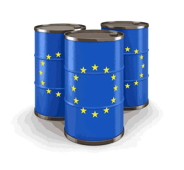 Нефтяная Бочка Флагом Европейского Союза Изображение Пути Обрезки — стоковый вектор