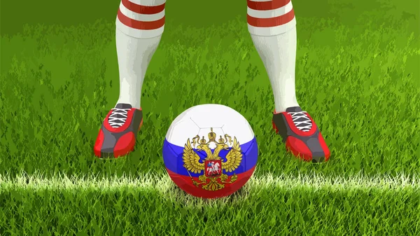 Hombre Pelota Fútbol Con Bandera Rusa — Archivo Imágenes Vectoriales