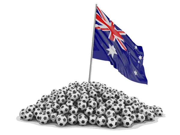 Pile Ballons Football Drapeau Australien Image Avec Chemin Coupure — Image vectorielle