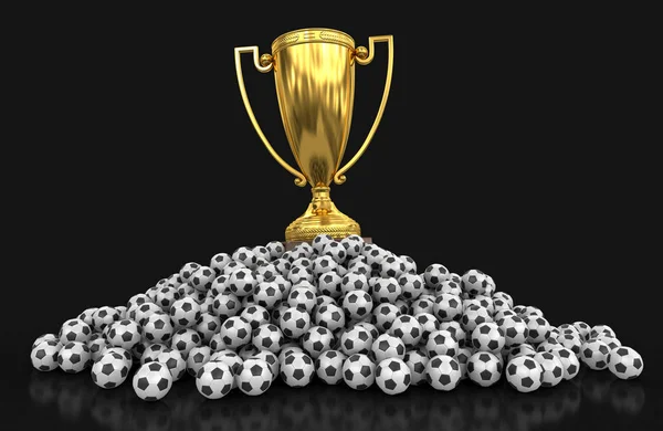 Taça Troféus Bolas Futebol Imagem Com Caminho Recorte — Fotografia de Stock