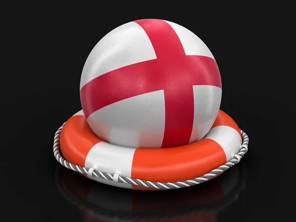 Ball English Flag Lifebuoy Image Clipping Path — Stock Photo, Image