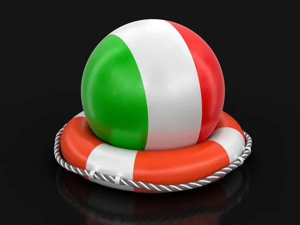 Boll Med Italiensk Flagg Livboj Bild Med Urklippsbana — Stockfoto