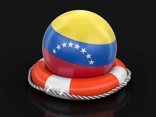 Ball with Venezuelan flag on lifebuoy. Image with clipping path