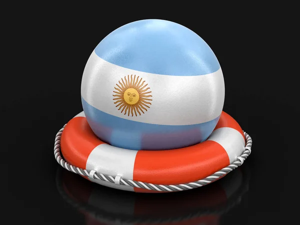 Ball Mit Argentinischer Flagge Auf Rettungsring Bild Mit Ausschnittspfad — Stockfoto