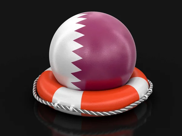 Bola Con Bandera Qatar Boya Salvavidas Imagen Con Ruta Recorte — Foto de Stock