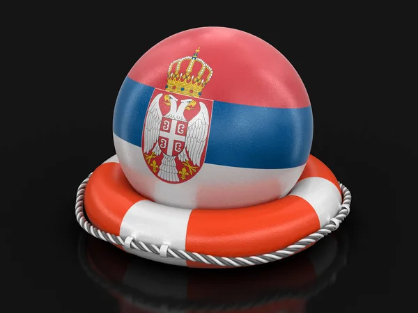 Ball Serbian Flag Lifebuoy Image Clipping Path — Stock Photo, Image