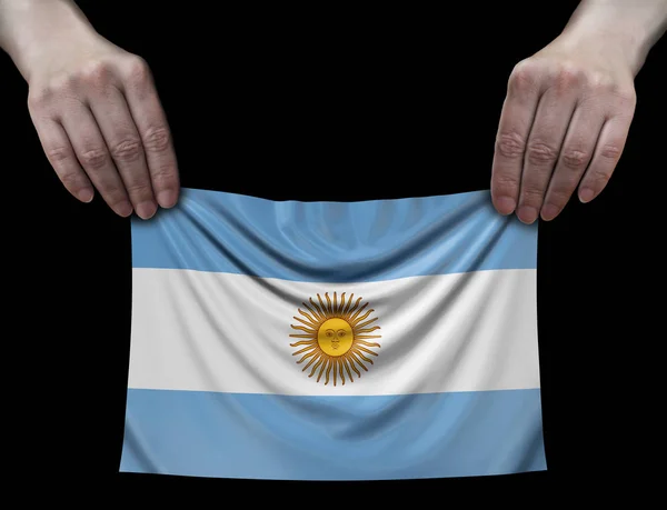 Hombre Sosteniendo Bandera Argentina —  Fotos de Stock