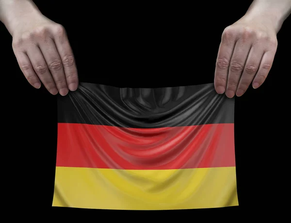 Homem Segurando Bandeira Alemã — Fotografia de Stock