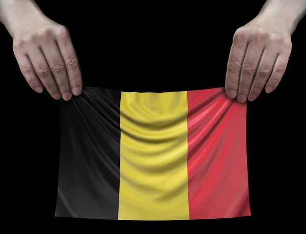 Man Holding Belgian Flag — Stock Photo, Image