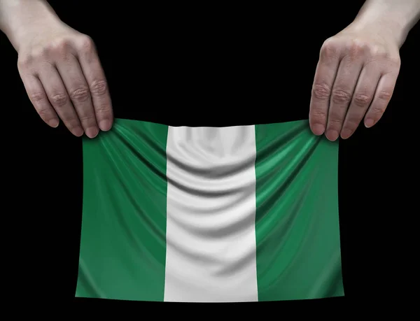 Uomo Con Bandiera Nigeriana — Foto Stock