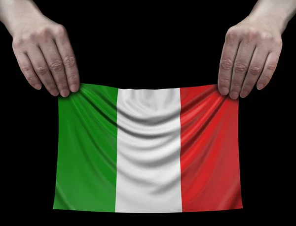 手にイタリアの国旗 — ストック写真