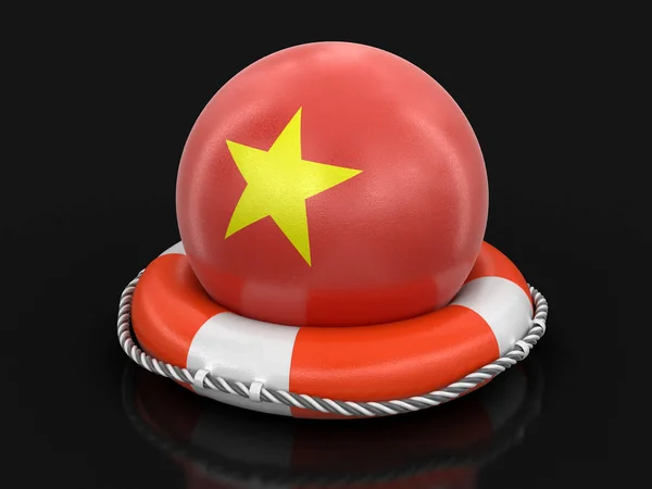 Ball Mit Vietnamesischer Flagge Auf Rettungsring Bild Mit Ausschnittspfad — Stockfoto