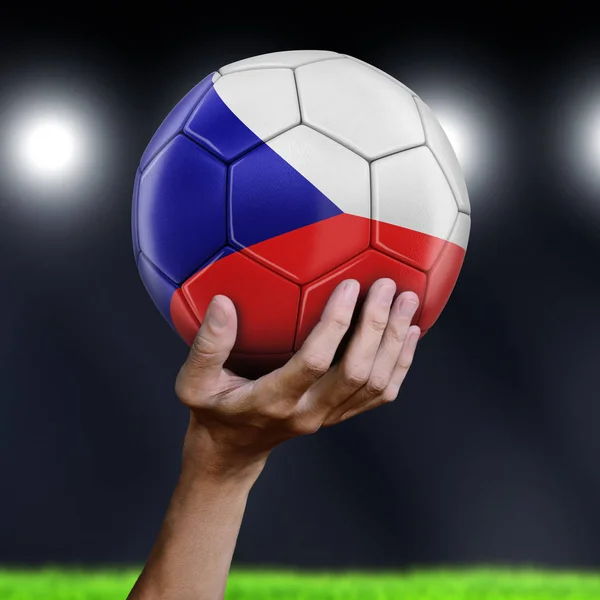 Man Holding Soccer Ball Czech Flag — Stock Photo, Image