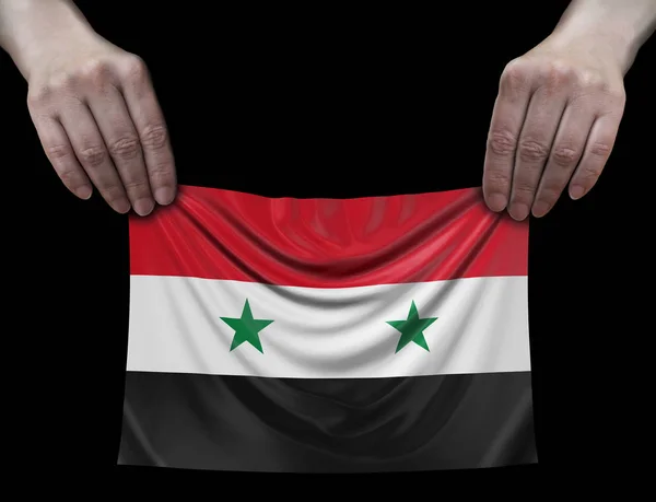 Bandeira Síria Nas Mãos — Fotografia de Stock