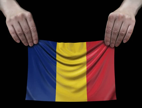 Rumänische Flagge Händen — Stockfoto