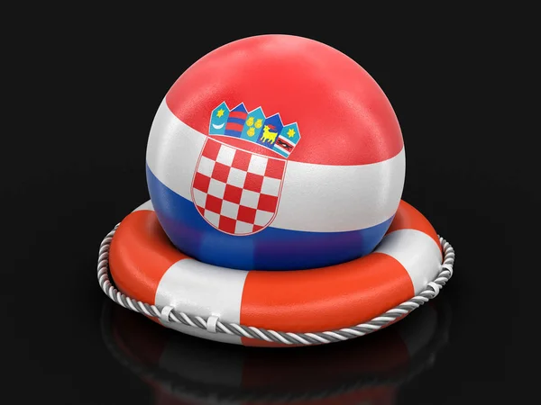 Boll Med Kroatiska Flagga Livboj Bild Med Urklippsbana — Stockfoto