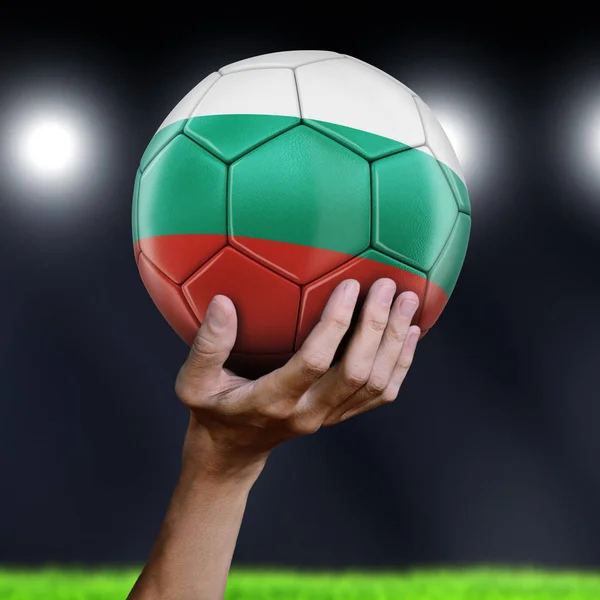 Man Holding Soccer Ball Bulgarian Flag — Stock Photo, Image