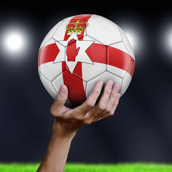 Man Holding Soccer Ball Northern Ireland Flag — Stock Photo, Image