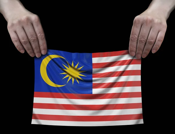 Μαλαισία Σημαία Στα Χέρια — Φωτογραφία Αρχείου