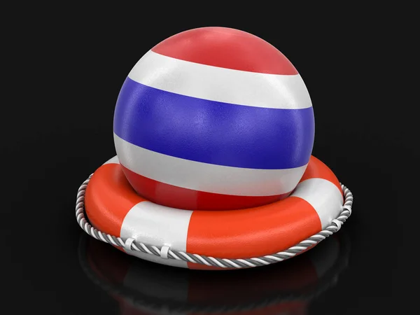 Ball Thai Flag Lifebuoy Image Clipping Path — Stock Photo, Image