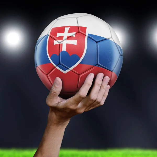 Man Holding Soccer Ball Slovak Flag — Stock Photo, Image