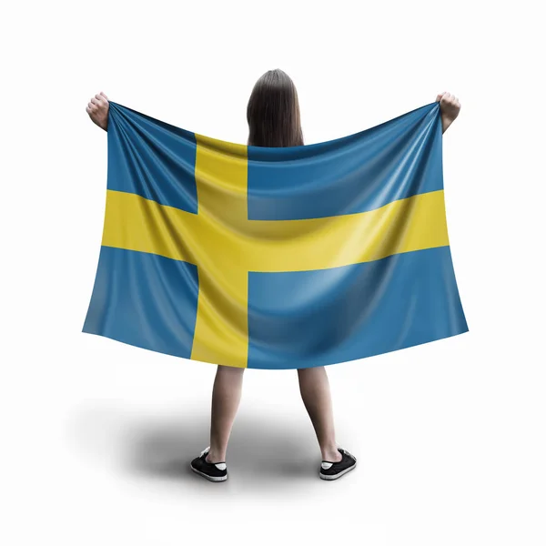 Kvinnor Och Svenska Flaggan — Stockfoto