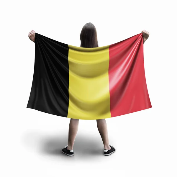 妇女和比利时国旗 — 图库照片