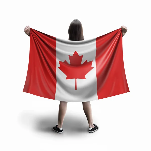 妇女和加拿大国旗 — 图库照片