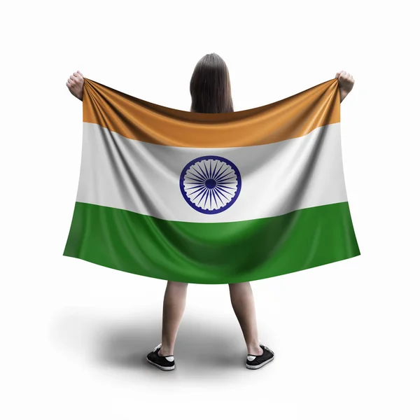 Γυναίκες Και Ινδική Σημαία — Φωτογραφία Αρχείου