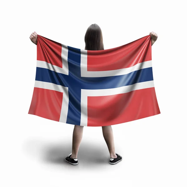 Γυναικών Και Νορβηγική Σημαία — Φωτογραφία Αρχείου