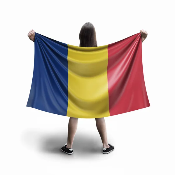 Women Romanian Flag — Stock Photo, Image