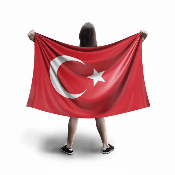 Kobiety Flaga Turecka — Zdjęcie stockowe