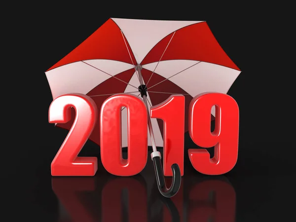 Jaar 2019 Onder Een Paraplu Afbeelding Met Uitknippad — Stockfoto