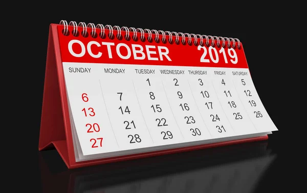 Takvim Ekim 2019 Dahil Kırpma Yolu — Stok fotoğraf