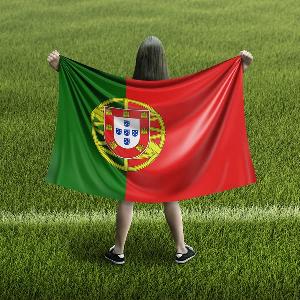 Women Portuguese Flag — Stock Photo, Image