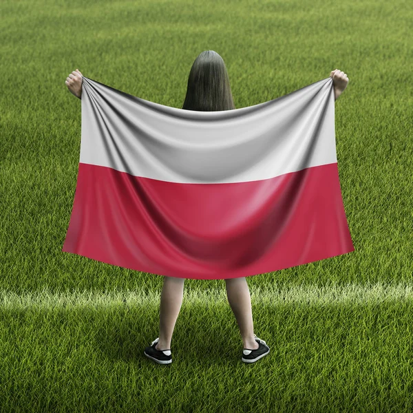 Nők Lengyel Zászló — Stock Fotó