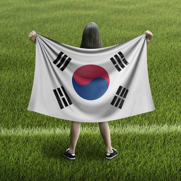 Women South Korean Flag — Stock Photo, Image