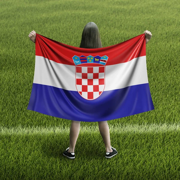Женщины Хорватский Флаг — стоковое фото