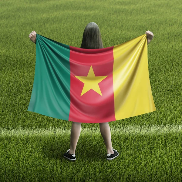 Frauen Und Kamerunaflagge — Stockfoto