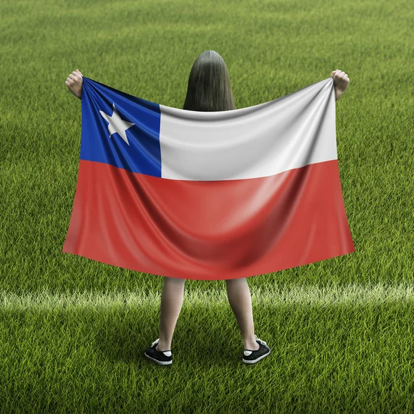 妇女和智利国旗 — 图库照片