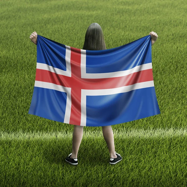Γυναίκες Και Ισλανδική Σημαία — Φωτογραφία Αρχείου