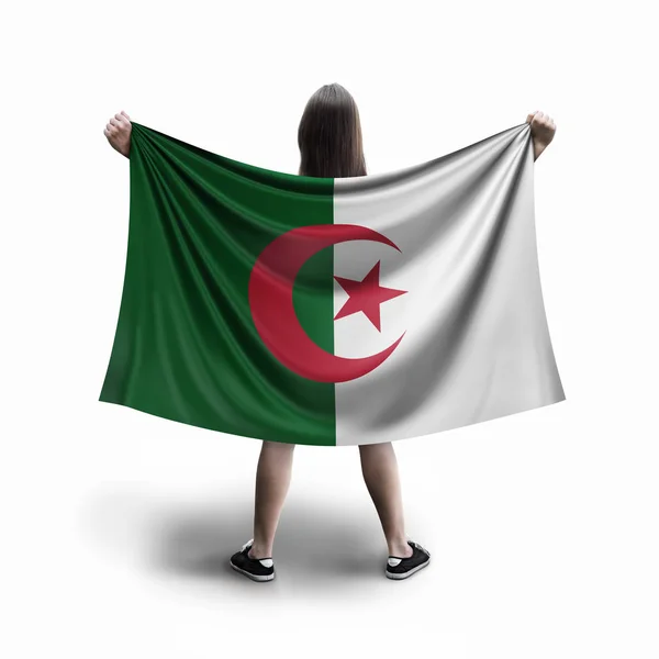 Kadın Cezayir Bayrağı — Stok fotoğraf