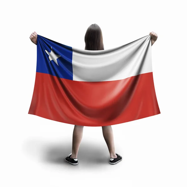 Γυναίκες Και Σημαία Της Χιλής — Φωτογραφία Αρχείου